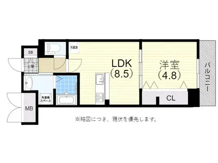 コーナーストーン(1LDK/7階)の間取り写真