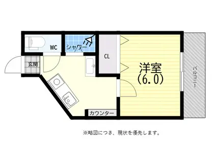 山海マンション(1K/2階)の間取り写真