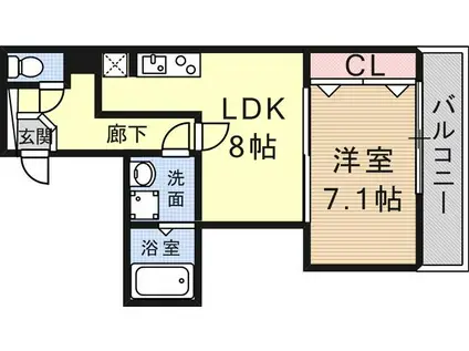 ベレッツァ(1LDK/10階)の間取り写真
