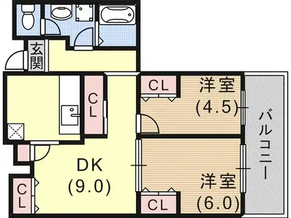 昭和レジデンス(2DK/5階)の間取り写真