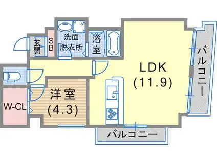 LUMINA(1LDK/4階)の間取り写真