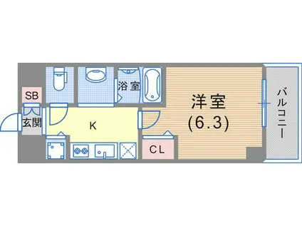 グランカリテ神戸ウエスト(1K/7階)の間取り写真