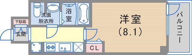 アドバンス神戸グルーブ2(1K/8階)の間取り写真