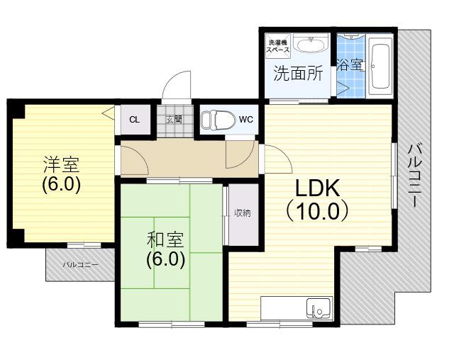 ベーシックコート(2LDK/4階)の間取り写真