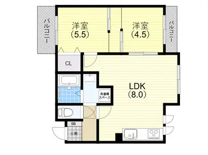 BELLTREE平和台(2LDK/2階)の間取り写真
