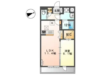 カーサ クラージュ(1LDK/1階)の間取り写真