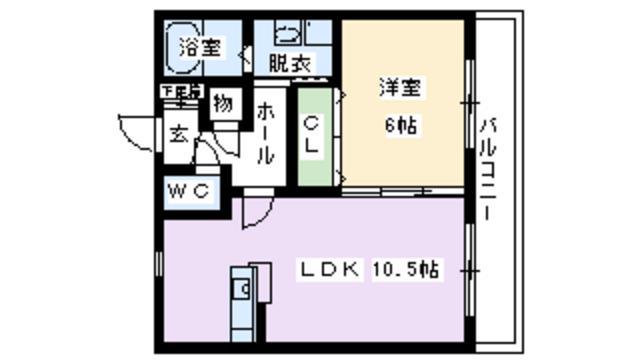 ドゥ・リュエルA(1LDK/1階)の間取り写真