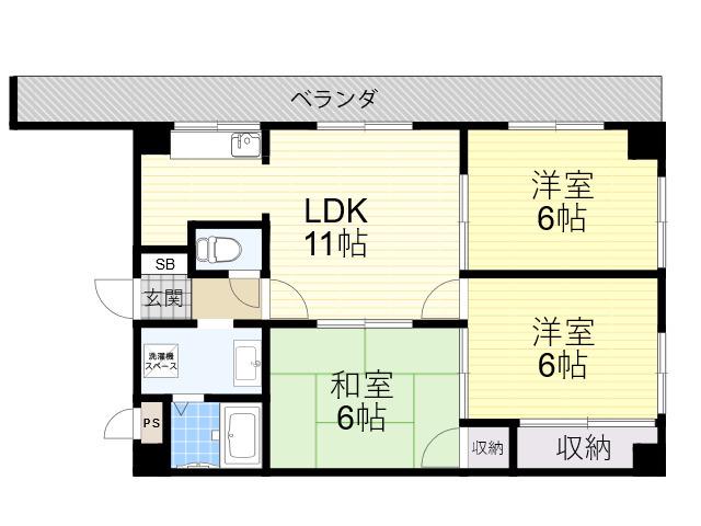 グランドシャトー山本(3LDK/1階)の間取り写真