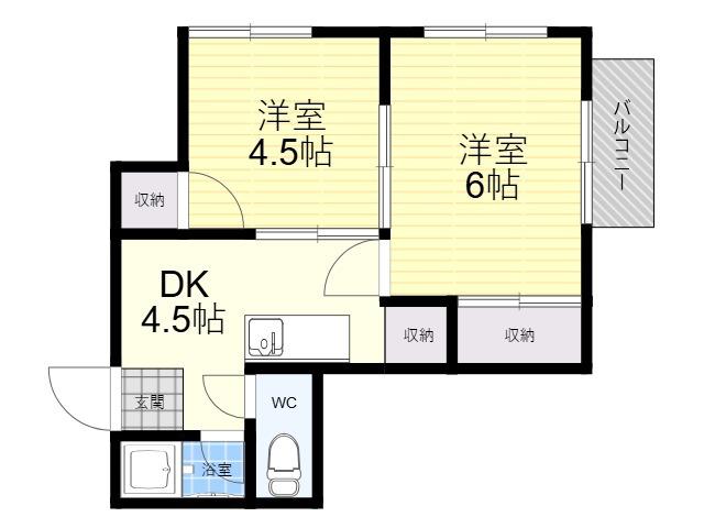 荒木マンション(2DK/1階)の間取り写真