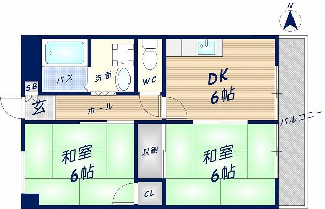 カルム東大阪(1SDK/8階)の間取り写真