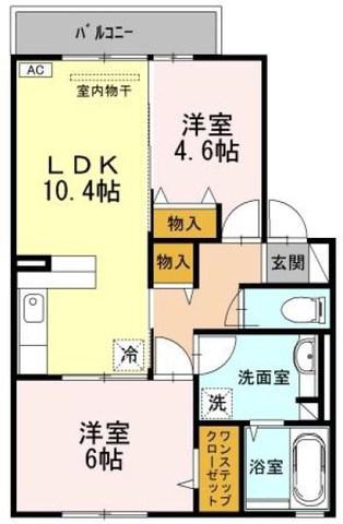 コンフォートガーデン(2LDK/2階)の間取り写真