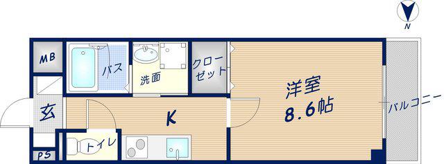 アーバンリブ(1K/4階)の間取り写真