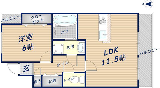 COCO VIALATTE(1LDK/1階)の間取り写真