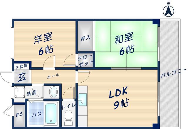 ハイドリーム新石切(2LDK/3階)の間取り写真