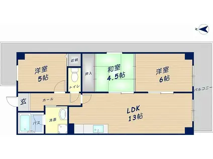 パークサイド北澤(3LDK/4階)の間取り写真