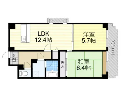 デルニエアン(2LDK/6階)の間取り写真