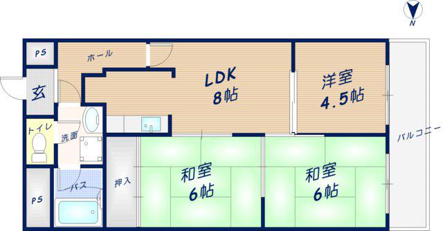 グリーンハイツもりきく(3LDK/2階)の間取り写真