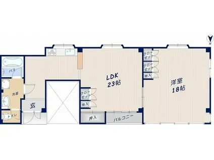 エクセル花園A(1LDK/4階)の間取り写真