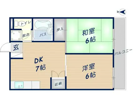 花園ニューライフマンション(2DK/2階)の間取り写真