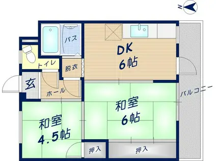 鳥居マンション(2DK/1階)の間取り写真