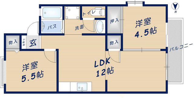 クレスト・シティー・ビュー(2LDK/1階)の間取り写真