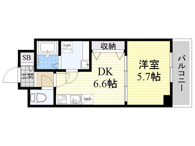 ルミエール・フジ(1DK/3階)の間取り写真