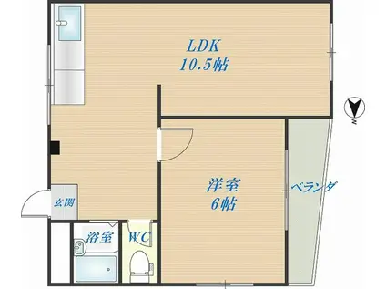 イーストハイツ(1LDK/3階)の間取り写真