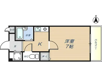 パインビレッジ(1K/2階)の間取り写真