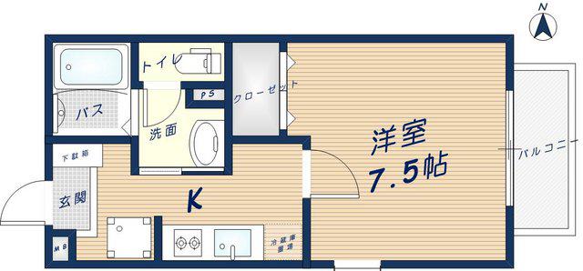 アディック東花園(1K/2階)の間取り写真