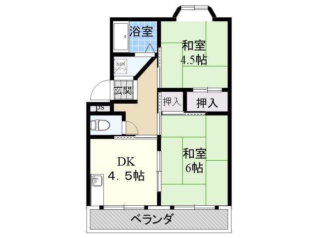 旭ハイツ(2DK/3階)の間取り写真