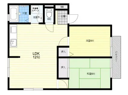 ハイツカルム(2LDK/2階)の間取り写真