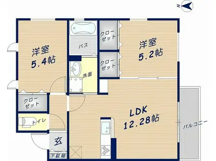 プランドールピア(2LDK/2階)の間取り写真
