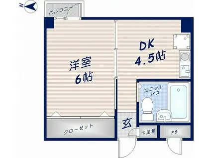 本町ハイツ(1DK/1階)の間取り写真