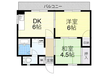 メゾンドール若江北(2DK/2階)の間取り写真
