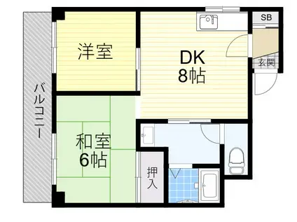 メゾンドール若江北(2DK/2階)の間取り写真