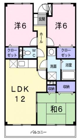 ジャン・ピュールⅠ番館(3LDK/4階)の間取り写真
