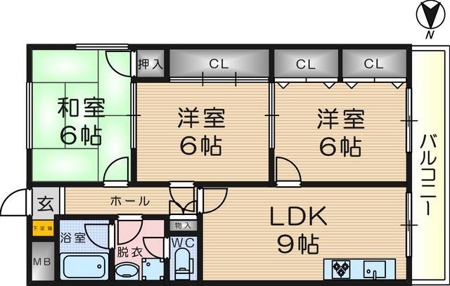 アルコーレ山手(3LDK/2階)の間取り写真