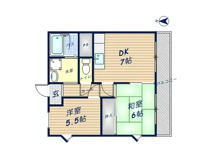 コーポ旭(2DK/3階)の間取り写真