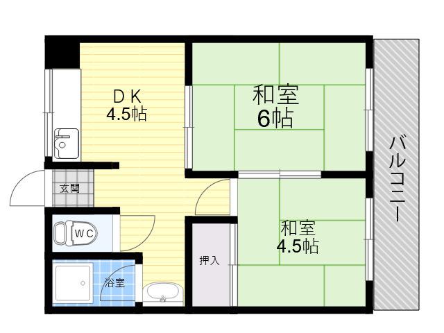 秀栄マンション(2DK/2階)の間取り写真