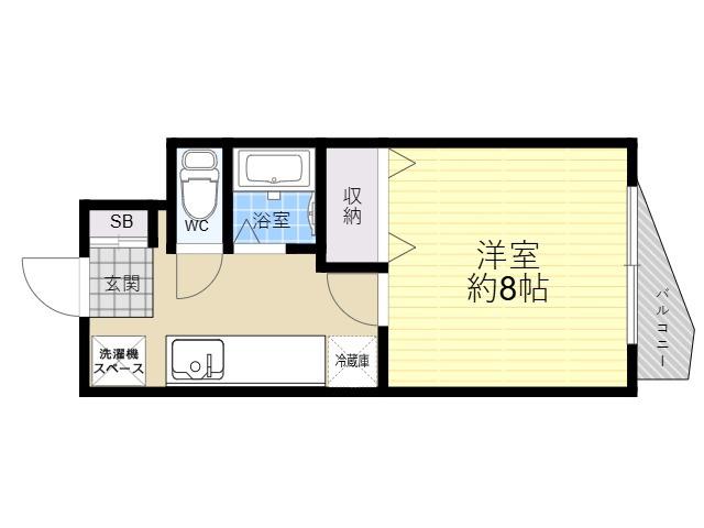 北口ハイツⅠ(1K/2階)の間取り写真