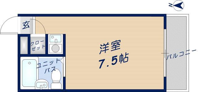 西岩田ハイツ(1K/2階)の間取り写真