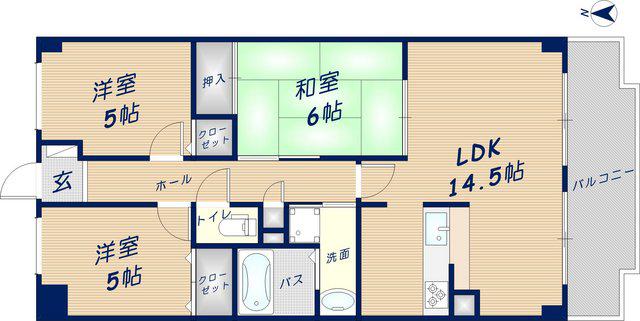アムール新池島(3LDK/3階)の間取り写真