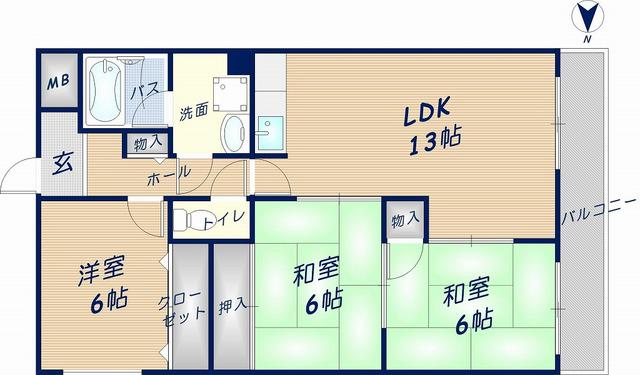 コートヴィレッジ清水(3LDK/2階)の間取り写真