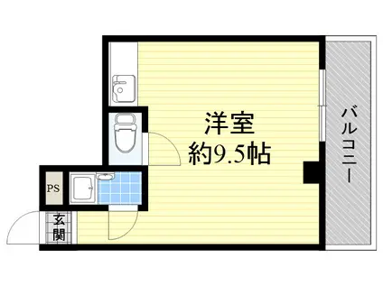 アイディール若江(ワンルーム/1階)の間取り写真