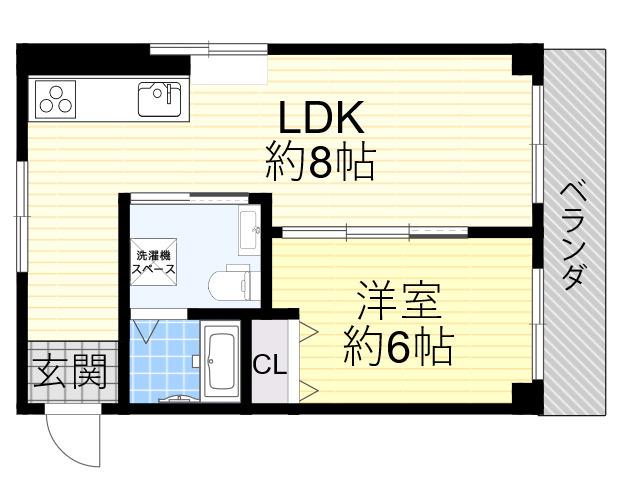 東花園コーポ(1LDK/2階)の間取り写真