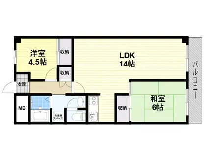 第2東大阪村橋マンション(2LDK/2階)の間取り写真