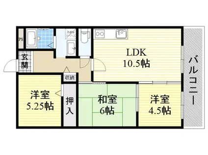 カーサフィオーレ弐番館(3DK/4階)の間取り写真