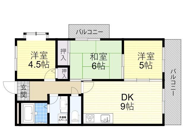 カーサフィオーレ弐番館(3DK/4階)の間取り写真