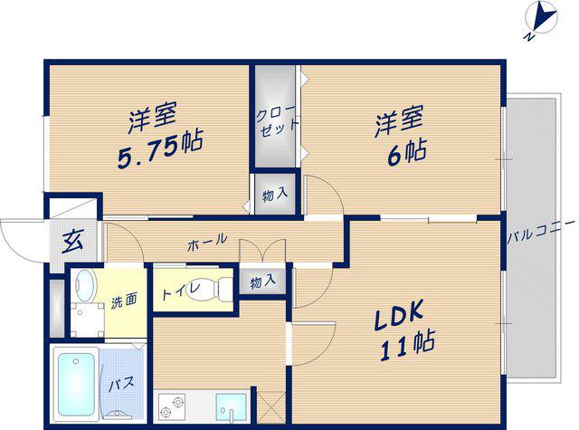 メゾンドエトワールA棟(2LDK/2階)の間取り写真