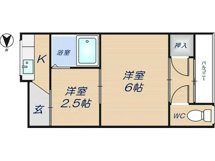 出雲井ハイツ(2K/2階)の間取り写真